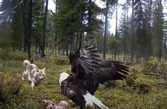 Койот и орлан сражаются из-за добычи - «Животные приколы»